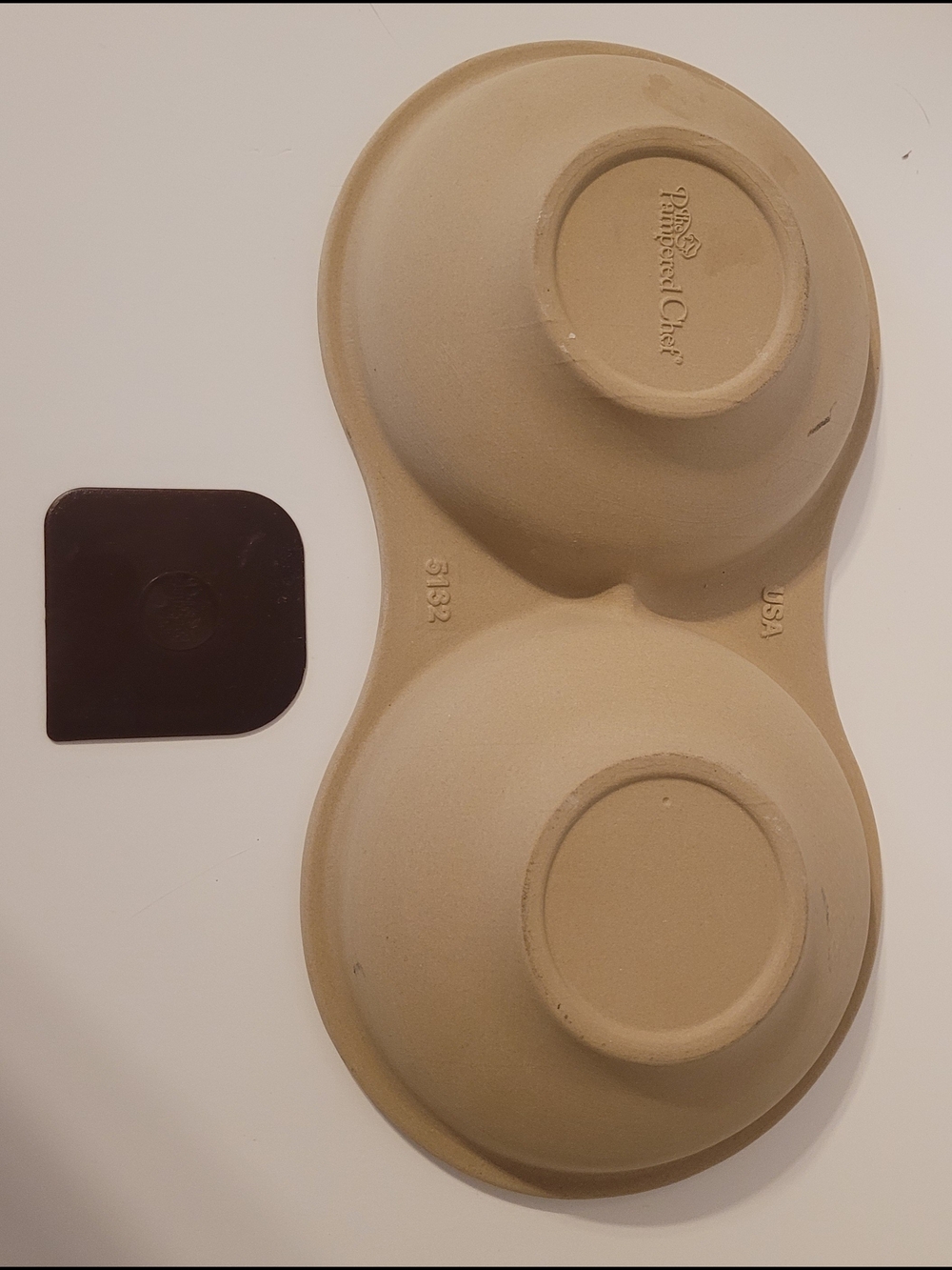 Pampered Chef Egg Cooker 1372 Stoneware Double Well Baker w/ Instructions